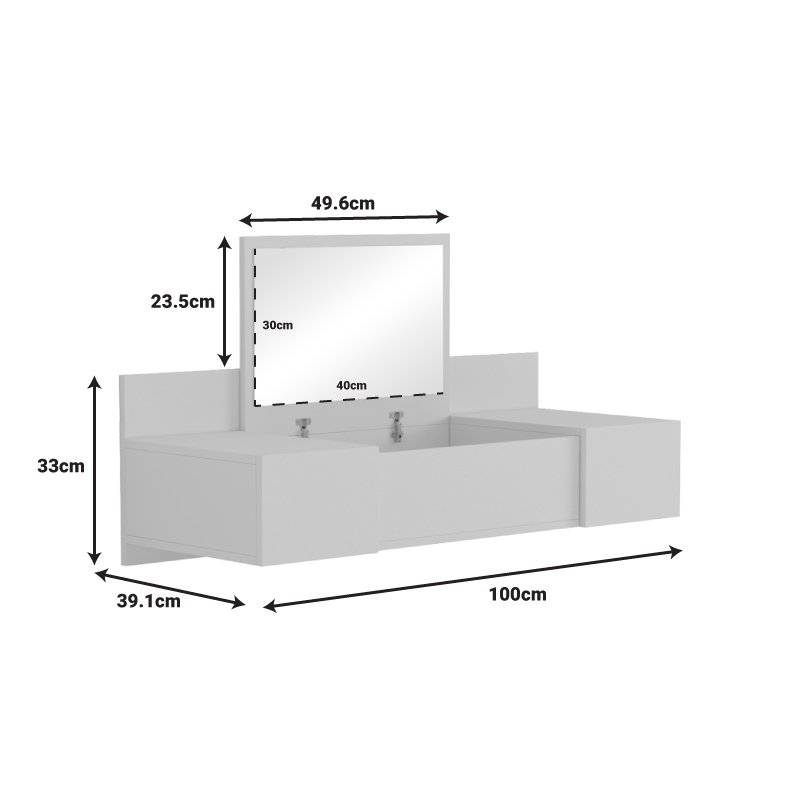 Τουαλέτα κρεβατοκάμαρας Paltar House Genius κρεμαστή με καθρέπτη σε λευκή απόχρωση 100x39.1x33εκ - Image 5