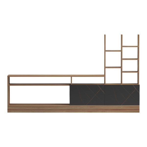 Σύνθετο σαλονιού Seruno House Genius σε απόχρωση oak με μαύρο μαρμάρου 170x25x100εκ - Image 3