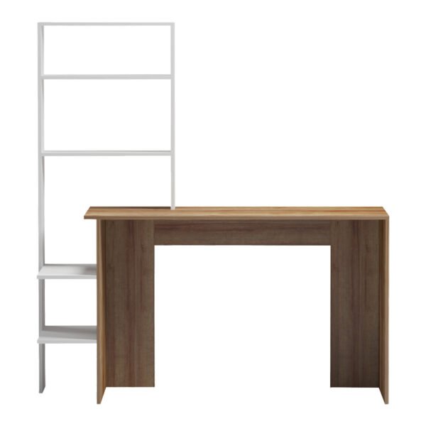 Γραφείο εργασίας Bivoro με ραφιέρα House Genius σε oak -λευκή απόχρωση 146x55x129εκ - Image 3