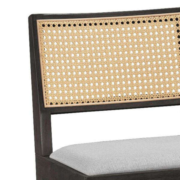 Σκαμπό bar Winslow House Genius ξύλο rubberwood μαύρο-pvc rattan φυσικό-ύφασμα γκρι 44.5x46x98εκ - Image 2