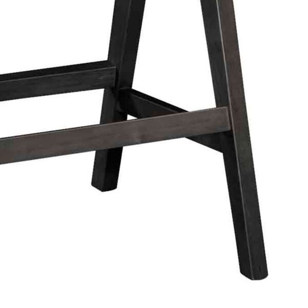 Σκαμπό bar Winslow House Genius ξύλο rubberwood μαύρο-pvc rattan φυσικό-ύφασμα γκρι - Image 3