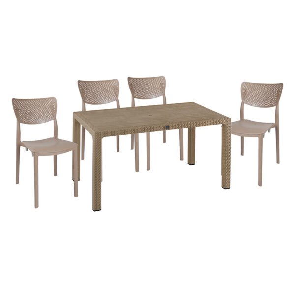 Τραπεζαρία Explore-Ignite House Genius σετ 5τεμ PP cappuccino 150x90x73,5εκ.