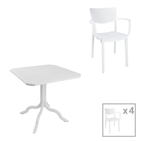 Τραπεζαρία Icon-Fontline House Genius σετ 5τεμ PP σε λευκή απόχρωση