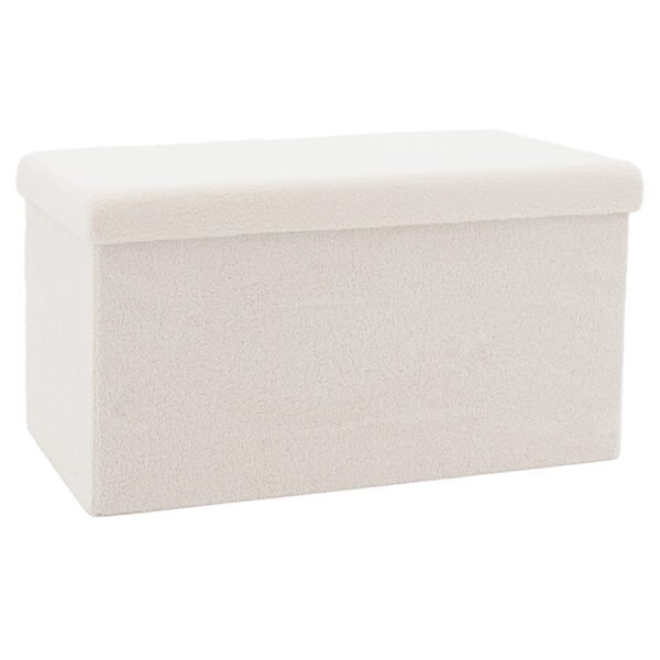 Σκαμπό-μπαούλο Forward House Genius ύφασμα μπουκλέ ivory 76.5x38x37.5εκ