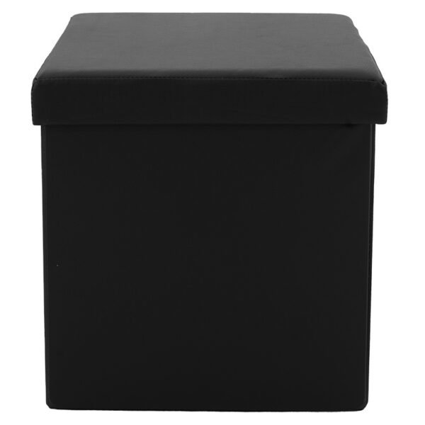 Σκαμπό-μπαούλο Crystal House Genius pu μαύρο 38x38x38εκ - Image 2