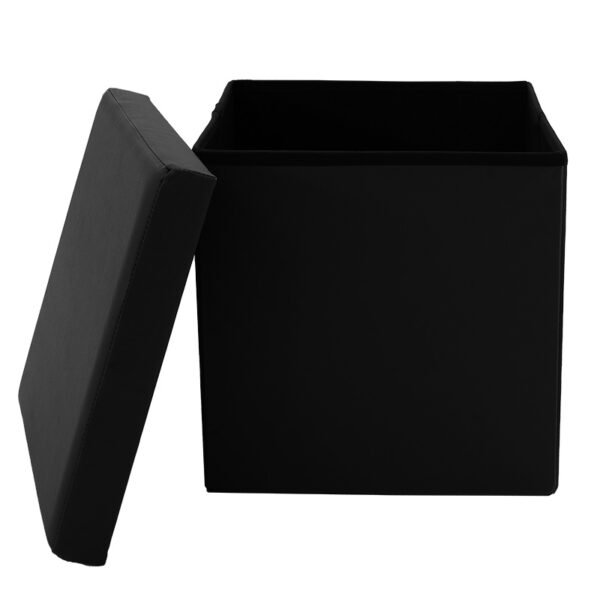 Σκαμπό-μπαούλο Crystal House Genius pu μαύρο 38x38x38εκ - Image 3