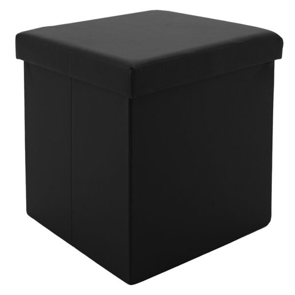 Σκαμπό-μπαούλο Crystal House Genius pu μαύρο 38x38x38εκ
