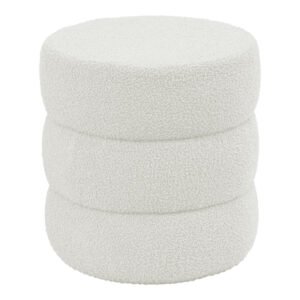 Σκαμπό-πουφ Kioto House Genius μπουκλέ λευκό Φ40x40εκ