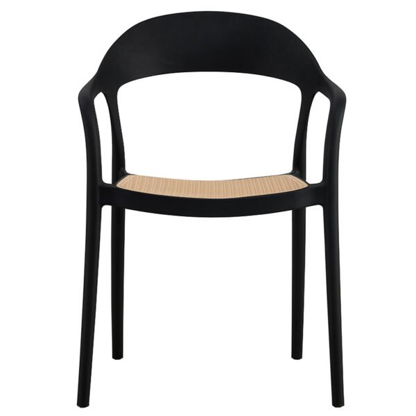Πολυθρόνα Ember στοιβαζόμενη House Genius με UV protection PP μπεζ-μαύρο 52.5x56.5x81εκ. - Image 4