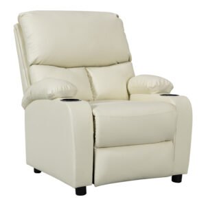 Πολυθρόνα relax με ποτηροθήκη Gartia House Genius pu σε κρεμ απόχρωση 79x94x102εκ