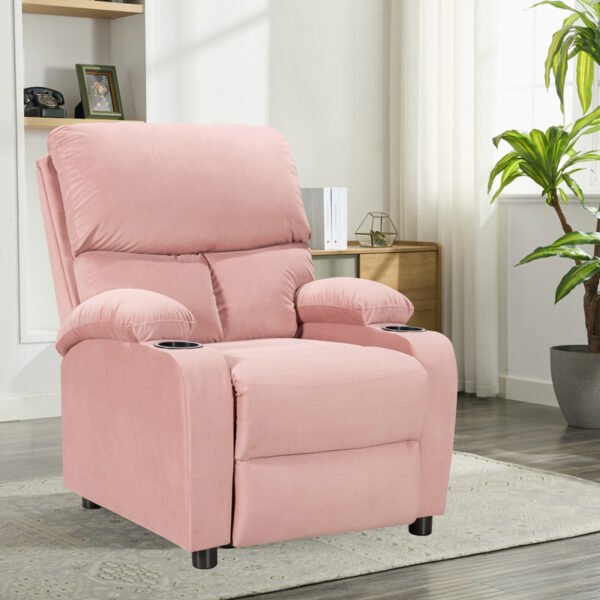 Πολυθρόνα relax με ποτηροθήκη Gartia House Genius βελούδο σε απόχρωση σάπιο μήλο 79x94x102εκ - Image 2