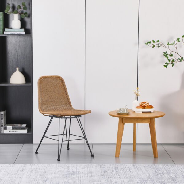 Καρέκλα Pamela House Genius pe rattan σε φυσική απόχρωση και μαύρα μεταλλικά πόδια 44x58x82εκ - Image 2