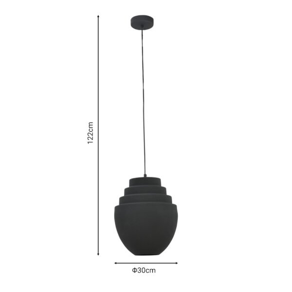 Φωτιστικό οροφής Kelsy Inart E27 μαύρο μέταλλο Φ30x122εκ - Image 5