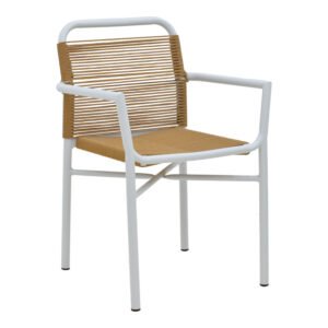 Πολυθρόνα αλουμινίου Clutch House Genius στοιβαζόμενη λευκός σκελετός-φυσικό rattan 55x56x80εκ