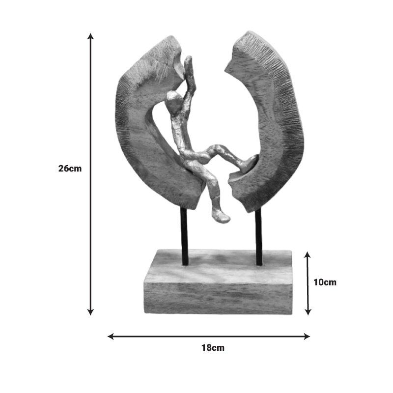 Επιτραπέζιο διακοσμητικό Vualo Inart φυσικό μάνγκο ξύλο-αλουμίνιο 18x10x26εκ - Image 2