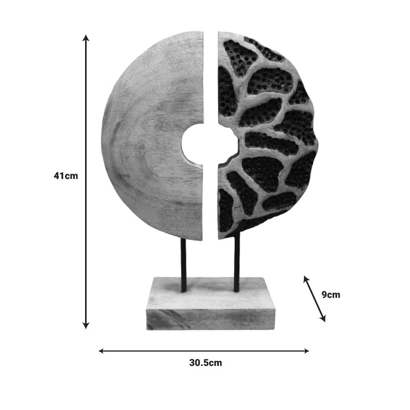 Επιτραπέζιο διακοσμητικό Ostor I Inart φυσικό-μαύρο μάνγκο ξύλλο-μέταλλο 30.5x9x41εκ - Image 2