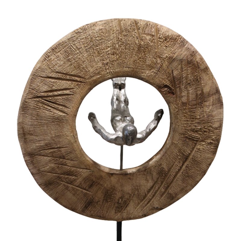 Επιτραπέζιο διακοσμητικό Manny Inart φυσικό μάνγο ξύλο-αλουμίνιο 31x18x50εκ - Image 2