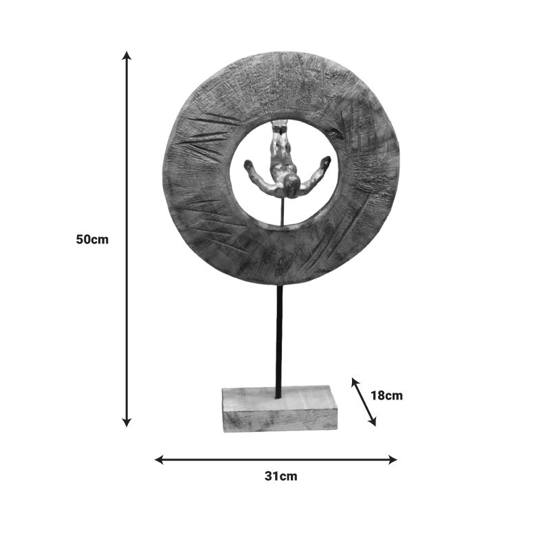 Επιτραπέζιο διακοσμητικό Manny Inart φυσικό μάνγο ξύλο-αλουμίνιο 31x18x50εκ - Image 3