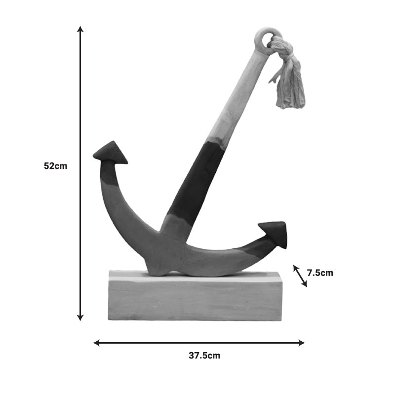 Επιτραπέζιο διακοσμητικό άγκυρα Elize Inart λευκό-γκρι-μπλε μάνγκο ξύλο 37.5x7.5x52εκ - Image 3