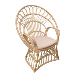 Πολυθρόνα Boloni Inart με μπεζ μαξιλάρι-φυσικό rattan 96x70x120εκ