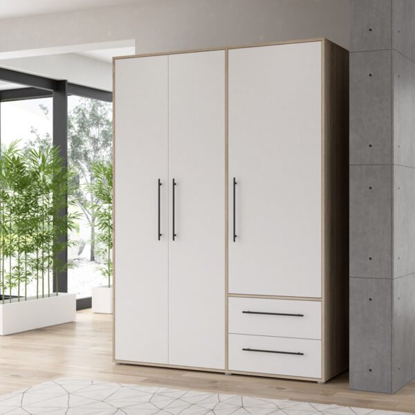 Ντουλάπα ρούχων Razol House Genius τρίφυλλη λευκό-sonoma μελανίνης 144.5x59x200εκ - Image 3