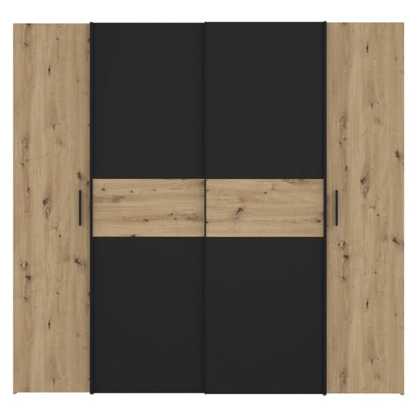 Ντουλάπα ρούχων Bekerk House Genius τετράφυλλη μαύρο-oak μελαμίνης 200x61.5x190.5εκ - Image 3