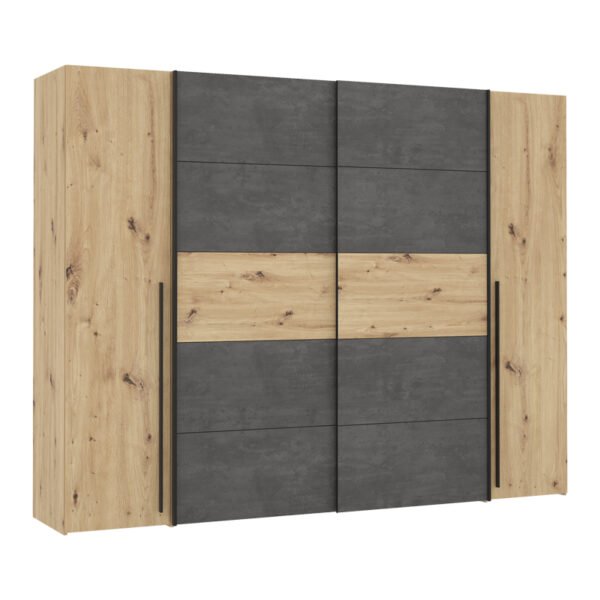 Ντουλάπα ρούχων Verzo House Genius τετράφυλλη oak-ανθρακί μελαμίνης 270.5x61.5x210.5εκ