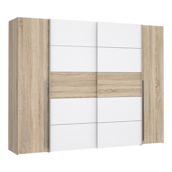 Ντουλάπα ρούχων Verzo House Genius τετράφυλλη oak-λευκό μελαμίνης 270,5x61.5x210.5εκ