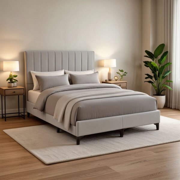 Κρεβάτι Moega House Genius ύφασμα σε γκρι απόχρωση 160x200εκ - Image 2