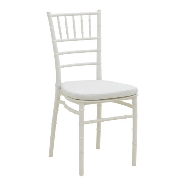 Καρέκλα Tiffany pakoworld με μαξιλάρι pp σε λευκή απόχρωση 40x40x88εκ