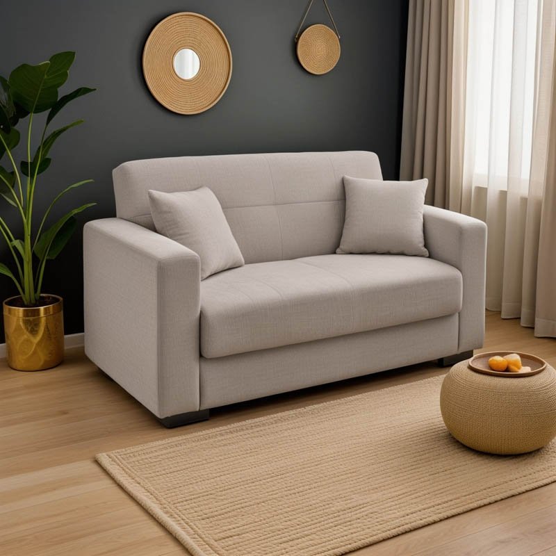 Καναπές-κρεβάτι με αποθηκευτικό χώρο διθέσιος Vox House Genius ανοιχτό γκρι ύφασμα 154x82x83εκ - Image 2