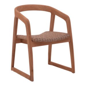 Πολυθρόνα Somalia House Genius σκελετός αλουμινίου με teak πόδι σε φυσική απόχρωση και καφέ pe rattan 57x62x80εκ