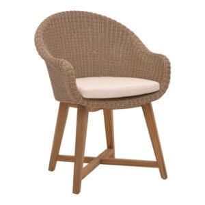 Πολυθρόνα Solso House Genius σκελετός αλουμινίου με teak πόδι σε φυσική απόχρωση και pe rattan 62x58x78εκ