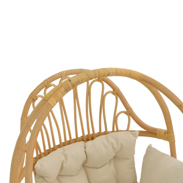 Κρεμαστή κούνια Jorg House Genius φυσικό rattan-κρεμ μαξιλάρι 80x59x105εκ - Image 4