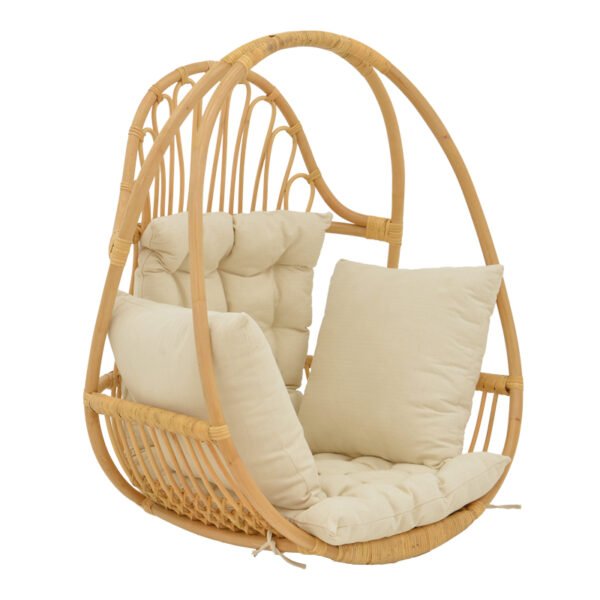 Κρεμαστή κούνια Jorg House Genius φυσικό rattan-κρεμ μαξιλάρι 80x59x105εκ