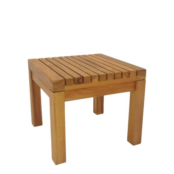 Τραπεζάκι ξαπλώστρας Poly House Genius teak ξύλο σε φυσική απόχρωση 35x35x30εκ
