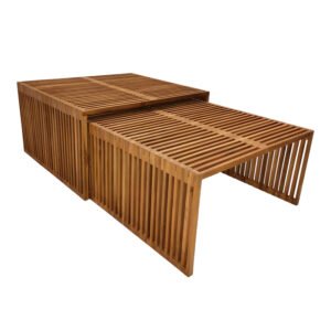 Τραπέζι Tinnie I House Genius σετ 2τεμ teak ξύλο σε φυσική απόχρωση