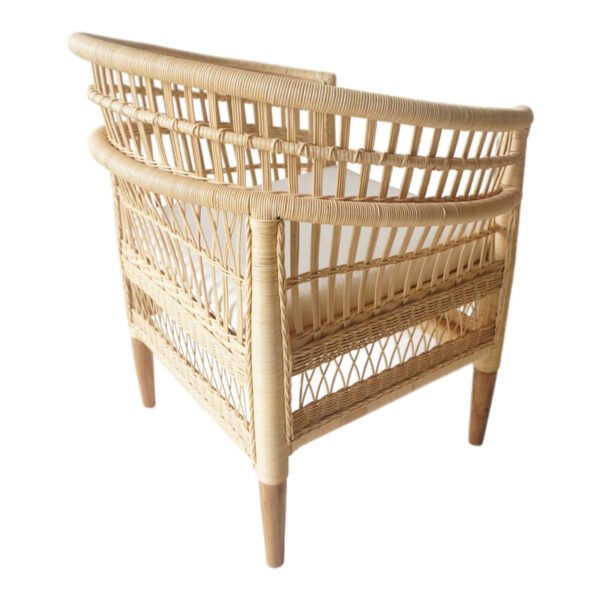 Πολυθρόνα Necorian paakoworld teak ξύλο με pe rattan σε φυσική απόχρωση και λευκό μαξιλάρι 80x70x87εκ - Image 2