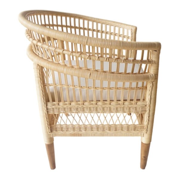 Πολυθρόνα Necorian paakoworld teak ξύλο με pe rattan σε φυσική απόχρωση και λευκό μαξιλάρι 80x70x87εκ - Image 3