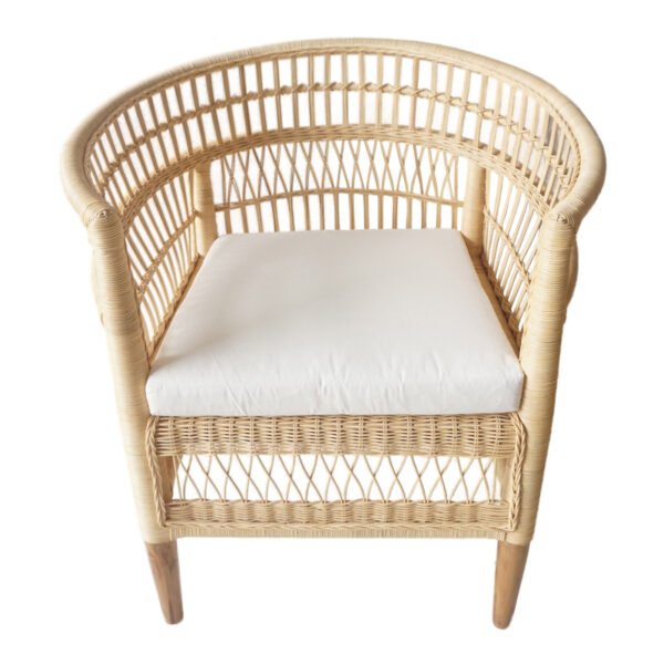 Πολυθρόνα Necorian paakoworld teak ξύλο με pe rattan σε φυσική απόχρωση και λευκό μαξιλάρι 80x70x87εκ - Image 4