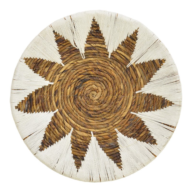 Διακοσμητικό τοίχου Circy Inart σετ 3 τεμ ψάθα σε λευκή-μπεζ απόχρωση - Image 2