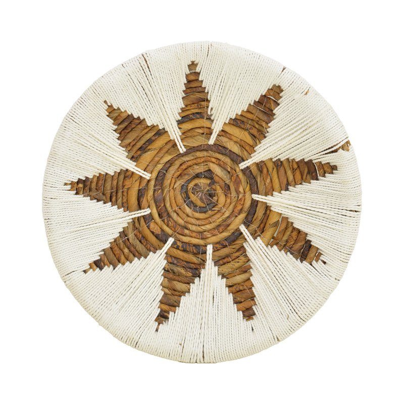 Διακοσμητικό τοίχου Circy Inart σετ 3 τεμ ψάθα σε λευκή-μπεζ απόχρωση - Image 3