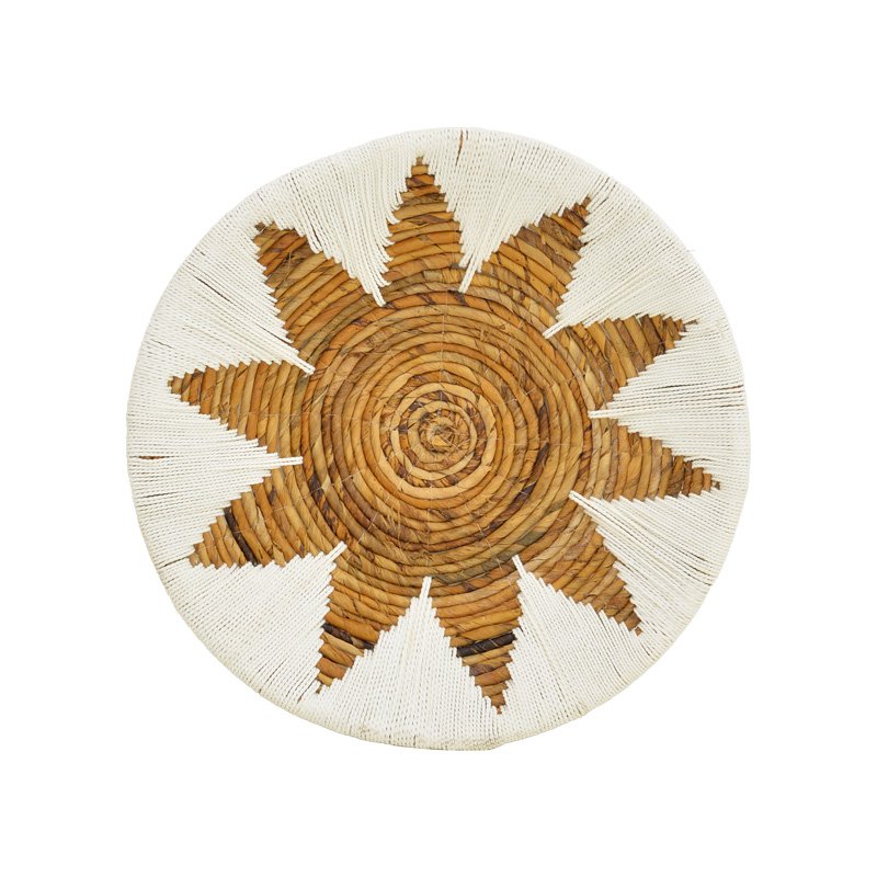 Διακοσμητικό τοίχου Circy Inart σετ 3 τεμ ψάθα σε λευκή-μπεζ απόχρωση - Image 4