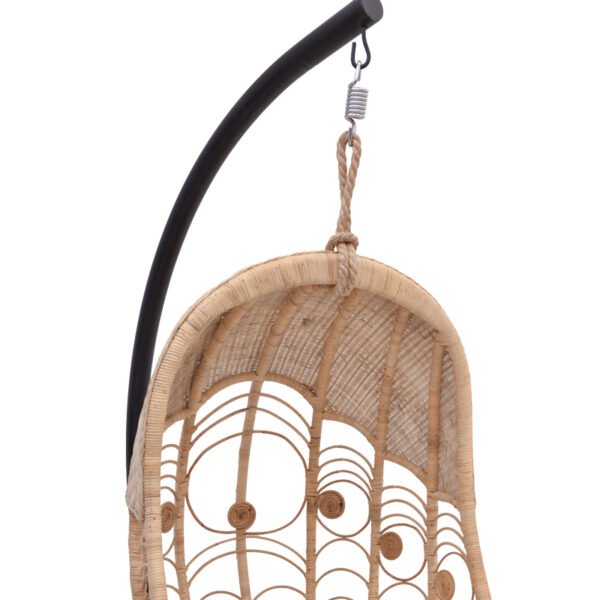 Κούνια Labreone House Genius rattan φυσική απόχρωση -μαύρο μέταλλο-μπεζ μαξιλάρι 82x82x200εκ - Image 4