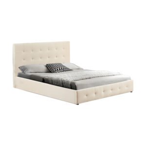 Κρεβάτι διπλό με αποθηκευτικό χώρο Cankere House Genius pu σε κρεμ απόχρωση 160x200εκ