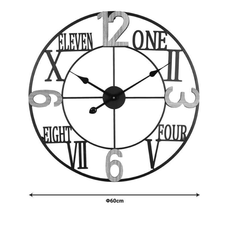 Ρολόι τοίχου Beauco Inart μέταλλο σε μαύρη απόχρωση 60x3x60εκ - Image 2