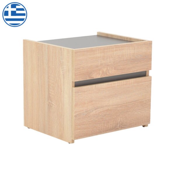 Κομοδίνο Comcie House Genius σε φυσικό με γκρι απόχρωση 50x42x45.5εκ