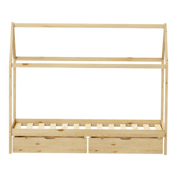 Παιδικό κρεβάτι Mellin τ.Montessori με 2 συρτάρια House Genius ξύλο πεύκου σε φυσική απόχρωση 90x190εκ - Image 5