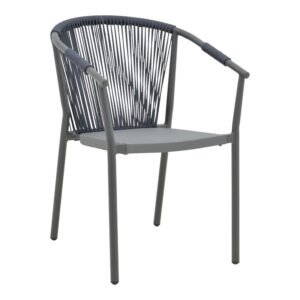 Πολυθρόνα στοιβαζόμενη Convince House Genius γκρι αλουμίνιο-pe rattan ανθρακί-textilene σε γκρι απόχρωση 56x63x82εκ