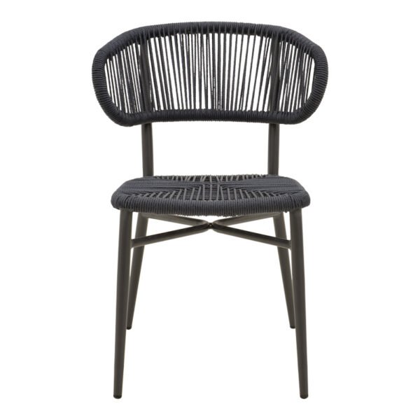 Καρέκλα στοιβαζόμενη Agus House Genius αλουμίνιο-pe rattan σε μαύρη απόχρωση 55x63x77εκ - Image 4
